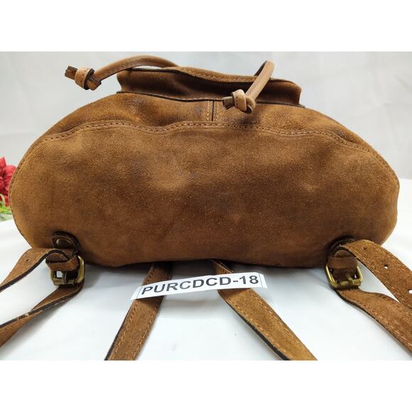Patricia Nash Casape Burnished Cognac Suede Drawstring Backpack - MSRP $199 main image 8